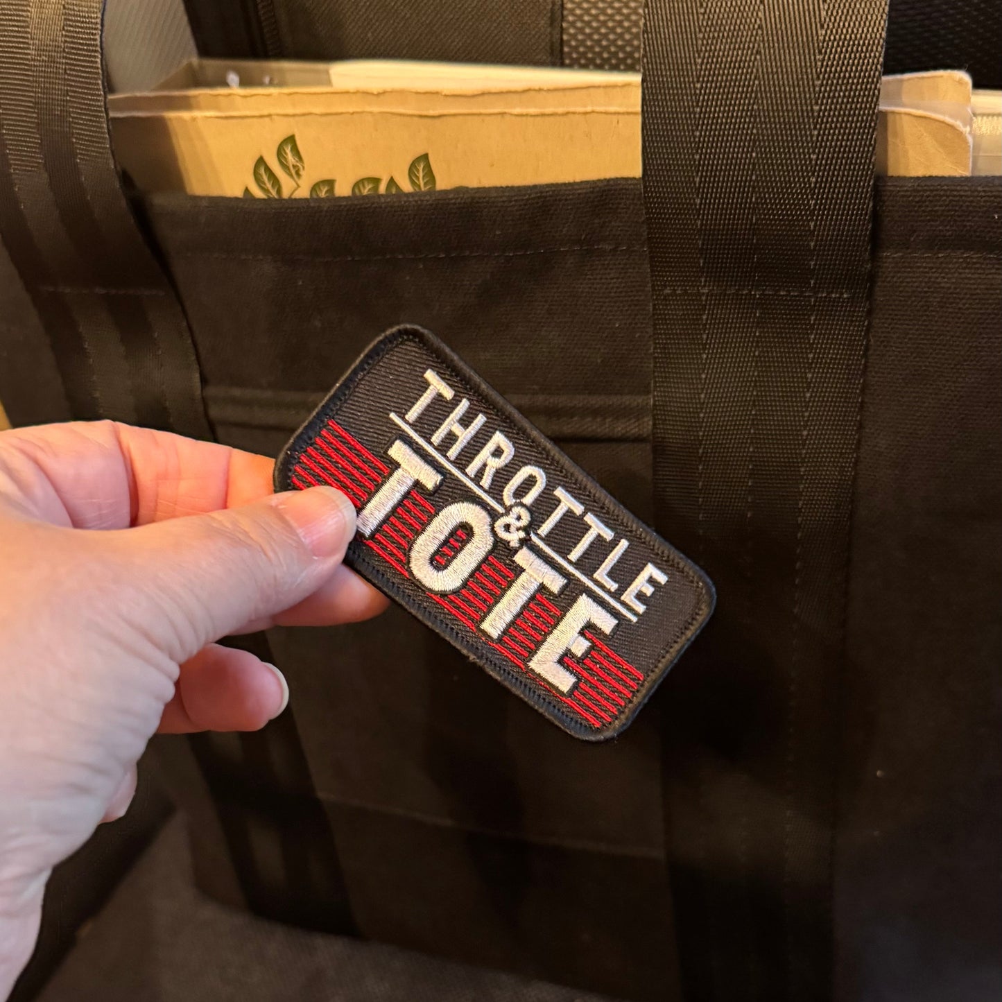 Throttle & Tote Racing Stripes Black Patch