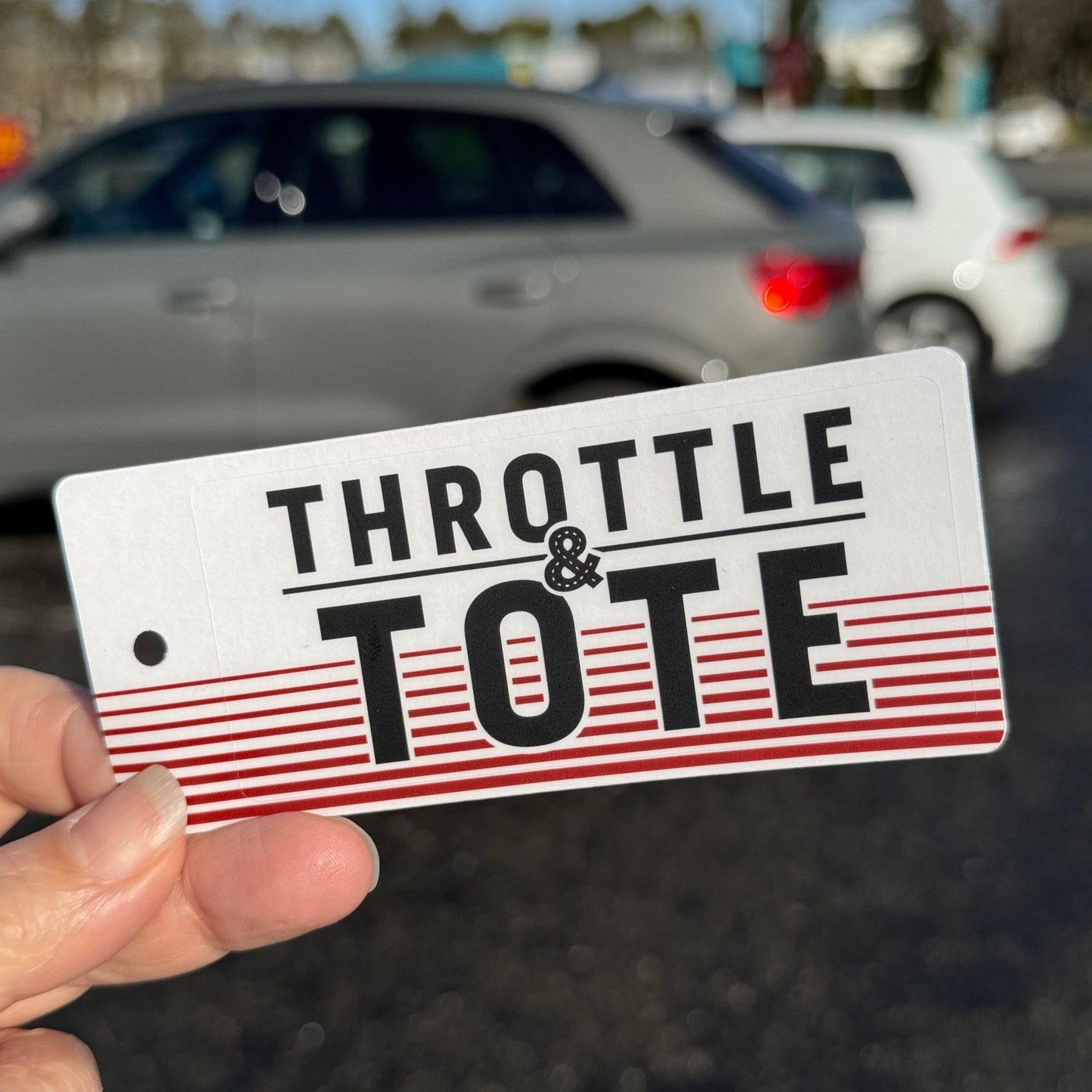 Throttle & Tote Racing Stripes Clear Sticker